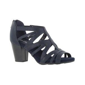 Easy Street Amaze Sandals 8.5 Navy Block Heel MSRP $89